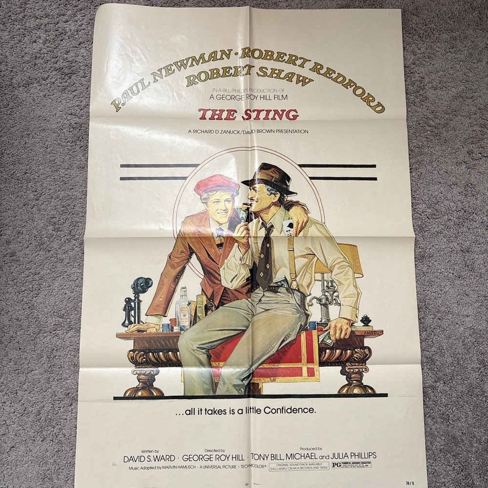 The STING 1974 ORIGINAL 27 X 41 MOVIE POSTER PAUL NEWMAN ROBERT REDFORD